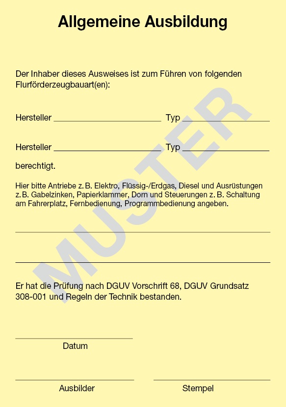 Fahrausweis für Flurförderzeuge