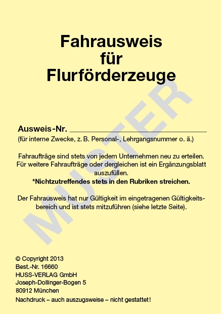 Fahrausweis für Flurförderzeuge
