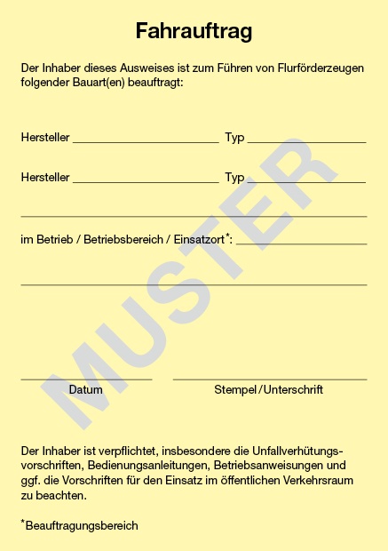 Fahrausweis für Flurförderzeuge